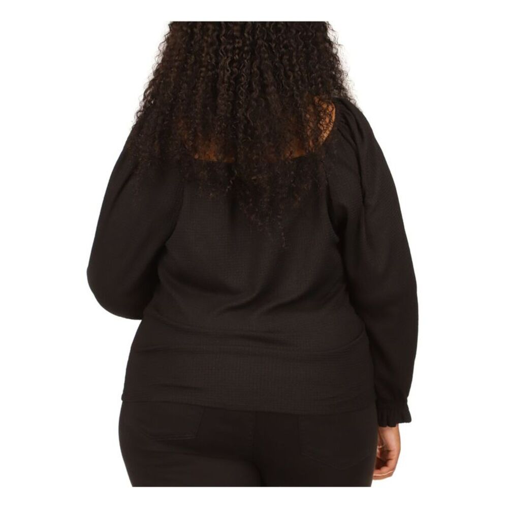 MICHAEL MICHAEL KORS Womens Black Blouson Sleeve Sweetheart Neckline Top Plus 4X - Picture 2 of 4